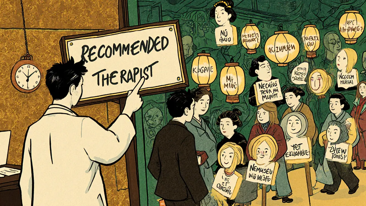 Osoba opouští doporučení lékaře a směřuje k trhu s terapeuty podle recenzí.