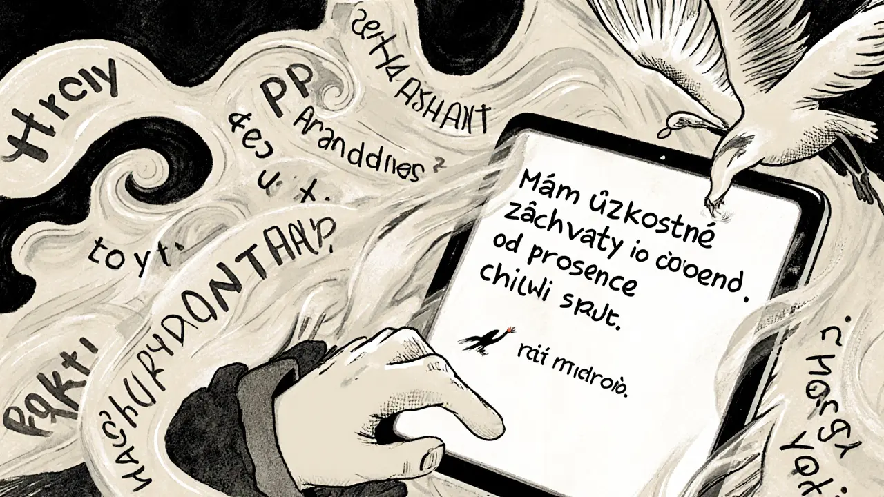 Osoba se rozhoduje odeslat email, zatímco její staré starosti mizí v inkoustových vlnách.