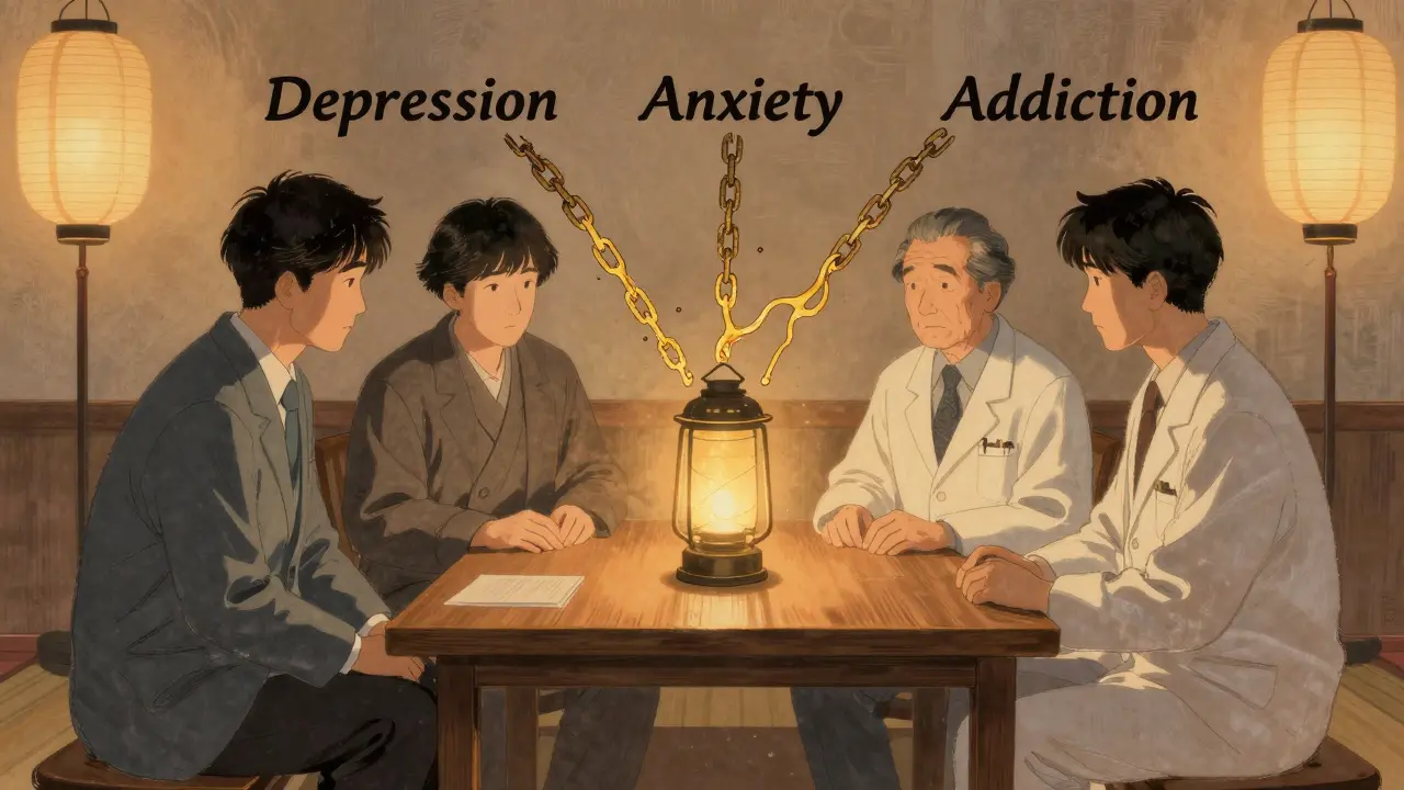 Tým lékařů společně s pacientem při integraci léčby v japonském stylu.