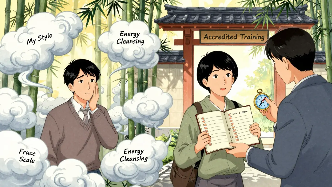 Kontrast mezi nejasnou terapií bez cílů a profesionální terapií s měřitelným pokrokem.