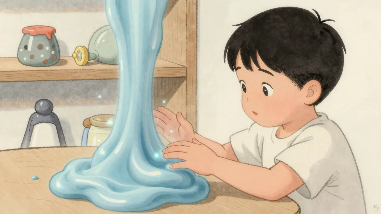 Dítě se dotýká Mamolíny s měkkým pastelovým odstínem, vyvolávající pocit klidu a bezpečí.