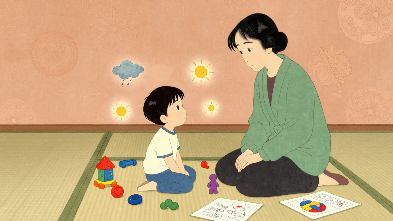 Dítě v terapeutické hře s terapeutem