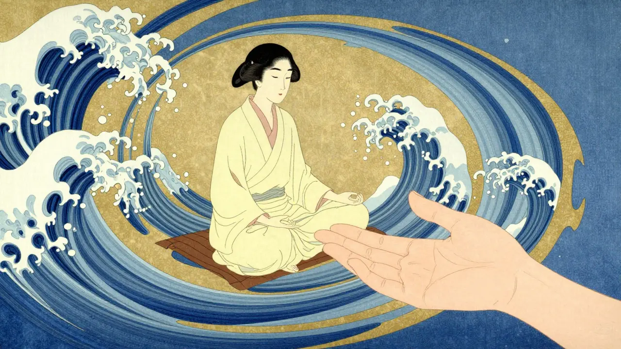 Symbolika psychické rovnováhy a rodinné podpory v procesu uzdravení.