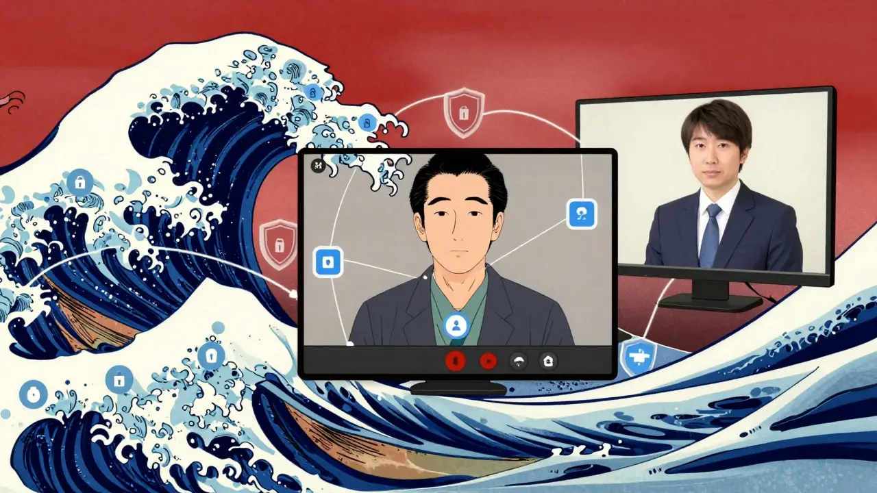 Zabezpečené videokomunikační spojení mezi klientem a terapeutem.