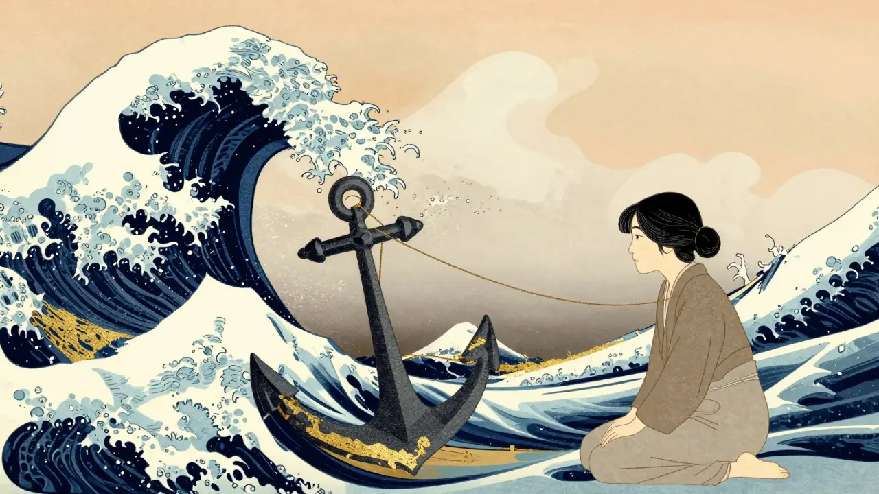 Vztah terapeuta a klienta jako kotva uprostřed bouře, styl ukiyo-e