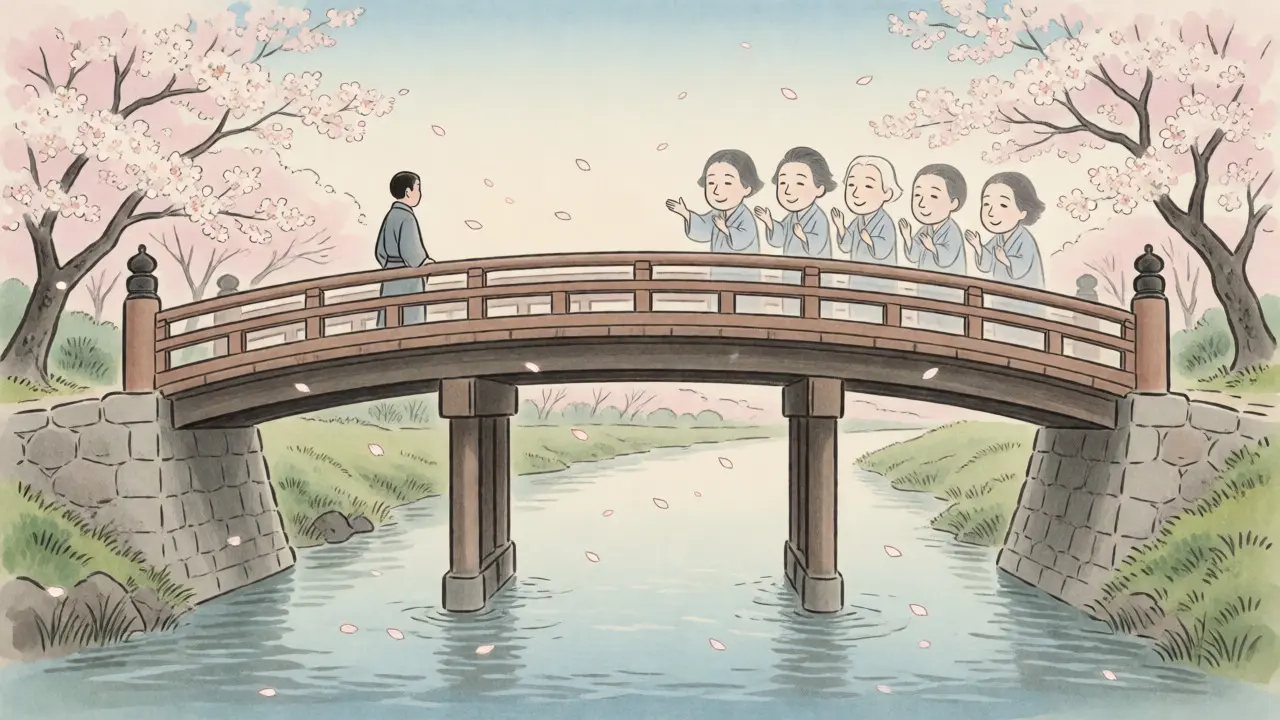 Přechod z izolace k podpoře na mostě ve stylu ukijo-e