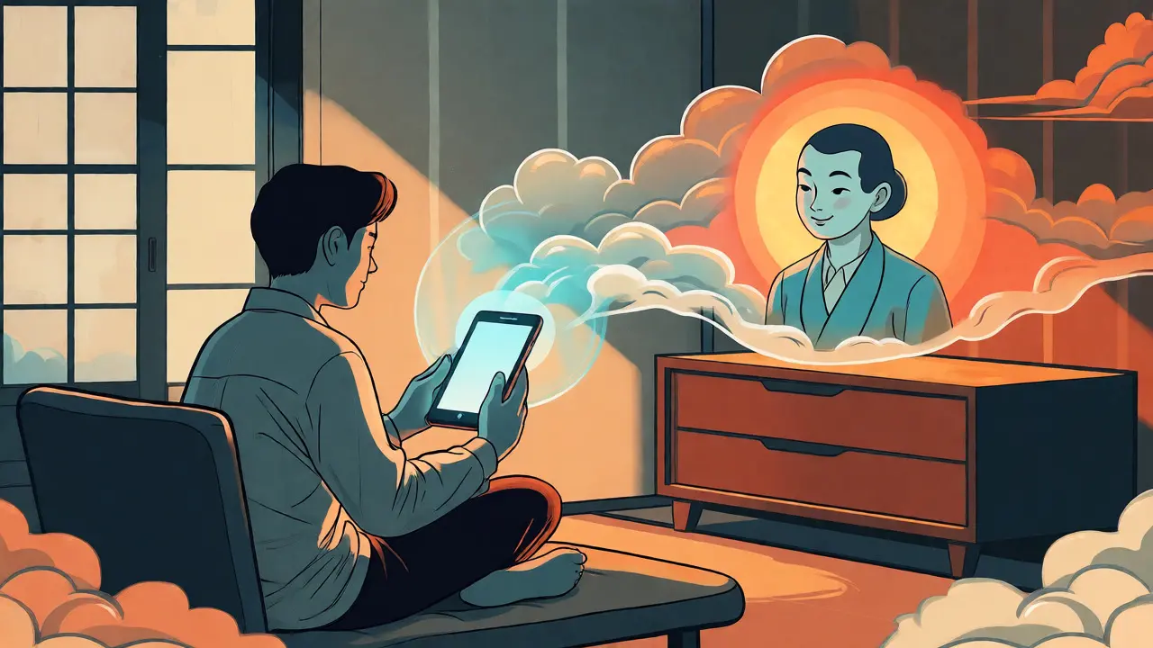 Digitální terapie jako spojení mezi klientem a terapeutem ve stylu ukijo-e
