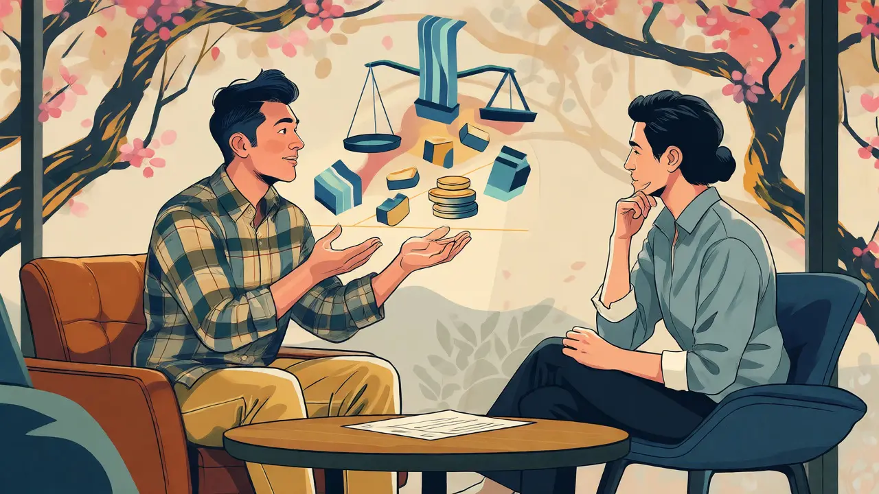 Vyjednávání o platebních podmínkách znázorněné jako rovnováha v ilustraci.